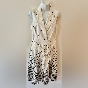 Anne Klein Black and White Polka Dot Midi Dress